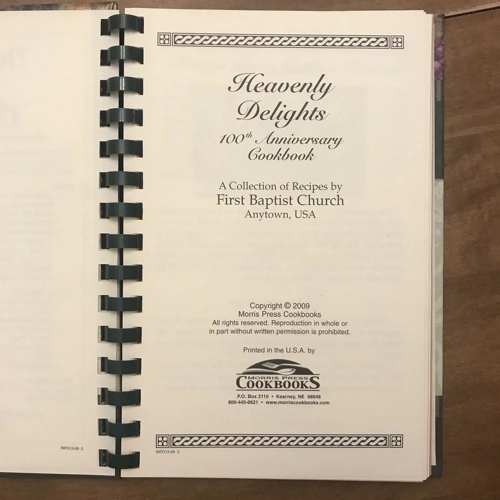 Heavenly Delights 100th Anniversary Cookbook First Baptist Church 2009 Sample